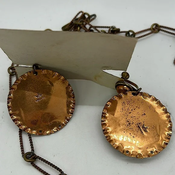 Diaz Santoyo Vintage Aztec Tribal Copper Necklace/Earrings Jewelry Set 🌸🌸 - Picture 6 of 9